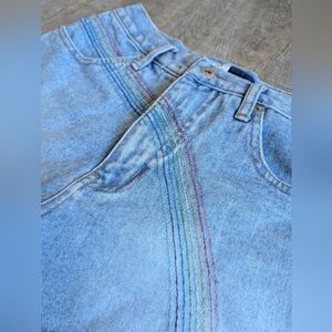 Y2K Rainbow Stitched Express Bleus 90's Cutoff Shorts - 5/6